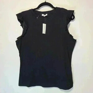 Gemma and Jane NWT Black Riffle Sleeveless Top Sweater XL
